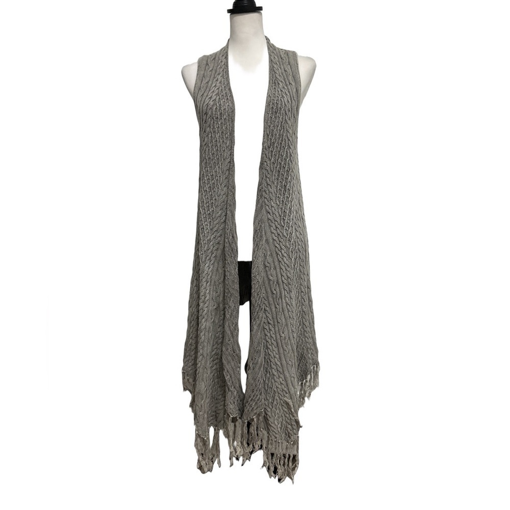 By Together Front Draped Cotton Cardigan Duster Vest SIZE M/L